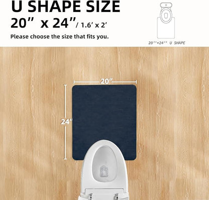 Toilet Rug, Thin Toilet Rugs U Shaped Washable Non Slip Absorbent Quick Dry Low Pile Toilet Mat, 20"x24" U Shape Navy Blue