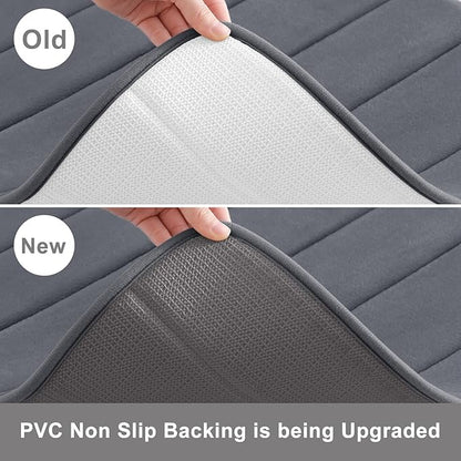 Buganda Memory Foam Bath Mat, 44" x 17", Ultra Soft and Non-Slip Bathroom Rugs, Water Absorbent and Machine Washable Bath Rug for Bathroom, Shower, and Tub, Dark Grey