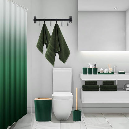 Dark Green Bathroom Set - Green Bathroom Accessories Set, 24PCS Bathroom Accessory Set with Shower Curtain, Bath Towels, Trash Can, Soap Dispenser, Green Bathroom Accessories for Home