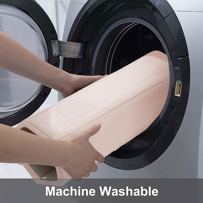 Buganda Memory Foam Bath Mat, 47" x 20", Ultra Soft and Non-Slip Bathroom Rugs, Water Absorbent and Machine Washable Bath Rug Runner for Bathroom, Shower, and Tub, Pink