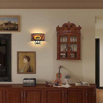 TOCHIC Farmhouse Wall Sconce, Rustic Vintage Indoor Wall Light Fixture, 2-Light Western Cow Wall Mount Light for Bedroom, Hallway, Living Room, Stairway