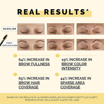 Elizabeth Mott Eyebrow Gel Makeup ?€? Queen of the Fill Brow Tint & Volumizing Filler & Setter ?€? Water-Resistant, Long-Lasting ?€? Covers Grays, Defines & Shapes ?€? Cruelty-Free ?€? Dark Medium Brown, 4g