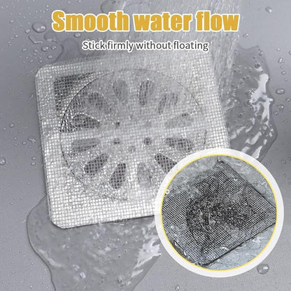Disposable Hair Drain Stickers, Upgrade Disposable Shower Drain Cover Hair Catcher Bathroom Shower Drain Protector, Mesh Cover Floor Drain Sticker, Square Screen, Easy to Install (20)