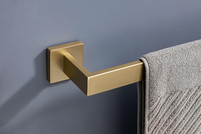 10-Piece Bathroom Hardware Set - Brushed Gold SUS304 Stainless Steel Wall-Mounted Towel Bar, Holder & Racks, 23.6 Inch