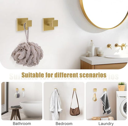 TQKAG Brushed Gold Bathroom Hardware Accessories Set 5 Pieces, Double Post Pivoting Toilet Paper Holder Set Stainless Steel Square Bathroom Towel Bar Holder Set Wall Mounted