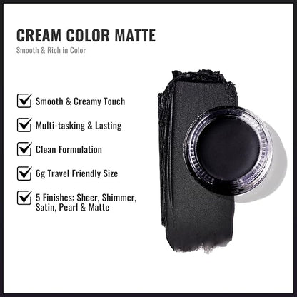 Oulac Matte Eyeshadow - Black Matte Finish Blendable Smokey Eye, Waterproof & Longwear Up to 12H Intense Color for Halloween Makeup, Goth Makeup