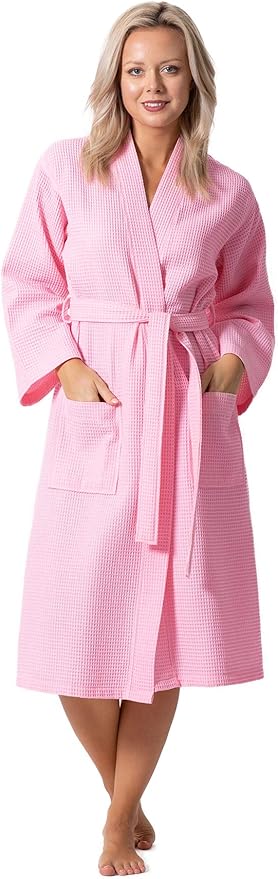 Turkish Linen Waffle Knit Lightweight Kimono Spa & Bath Robes for Women - Quick Dry - Soft