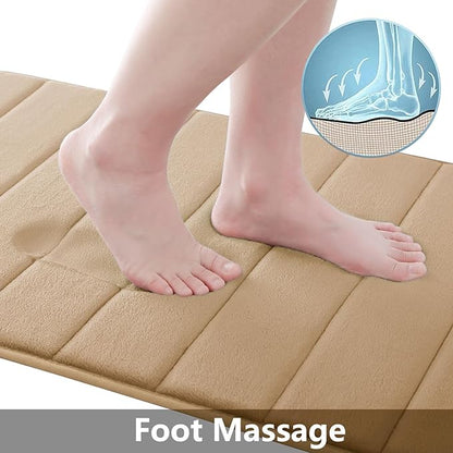 Buganda Memory Foam Bath Mat, 47" x 24", Ultra Soft and Non-Slip Bathroom Rugs, Water Absorbent and Machine Washable Bath Rug Runner for Bathroom, Shower, and Tub, Camel