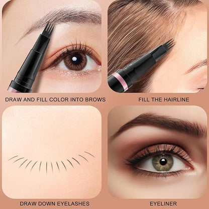 2-in-1 Waterproof Eyebrow Pen with Dual-ended Pencil & Brush - Natural Looking Brows (Espresso)