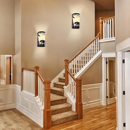 Wall Sconce Light,Bear Metal Cream Parchment Farmhouse Wall Sconces Set of Two,Rustic Black Matte Hallway Sconces Wall Lighting,Vintage Wall Mount Lamp,Wall Lights for Living Room,Bedroom