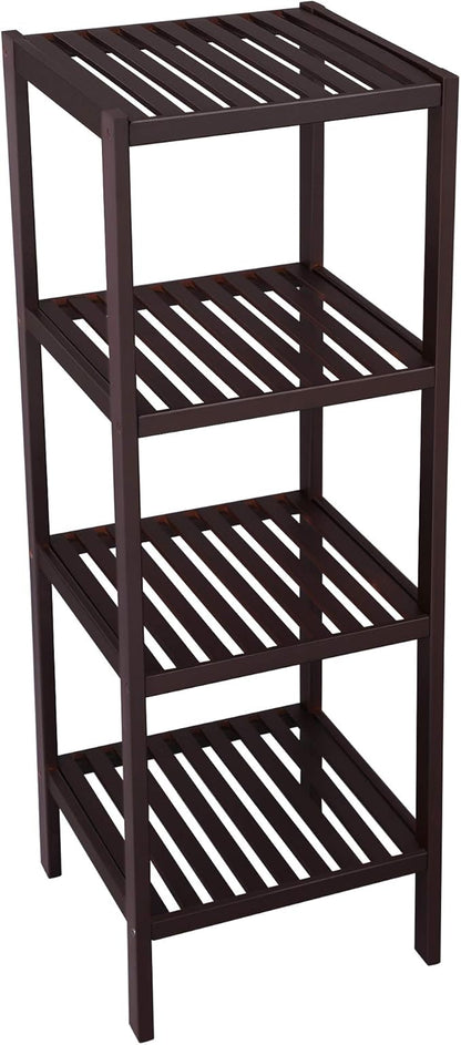 SONGMICS Bamboo Storage Shelf, 4-Tier Shelving Unit, Multifunctional, in the Entryway, Bathroom, Living Room, Balcony, Kitchen, 13 x 13 x 38.6 Inches, Brown UBCB54C