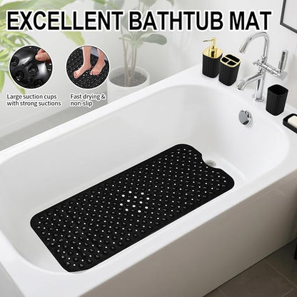 26PC Bathroom Accessories Set - Gorgeous Black Bathroom Set, Bathroom Accessory Set, Black Shower Curtain Set with Bathtub Mats for Shower Tub