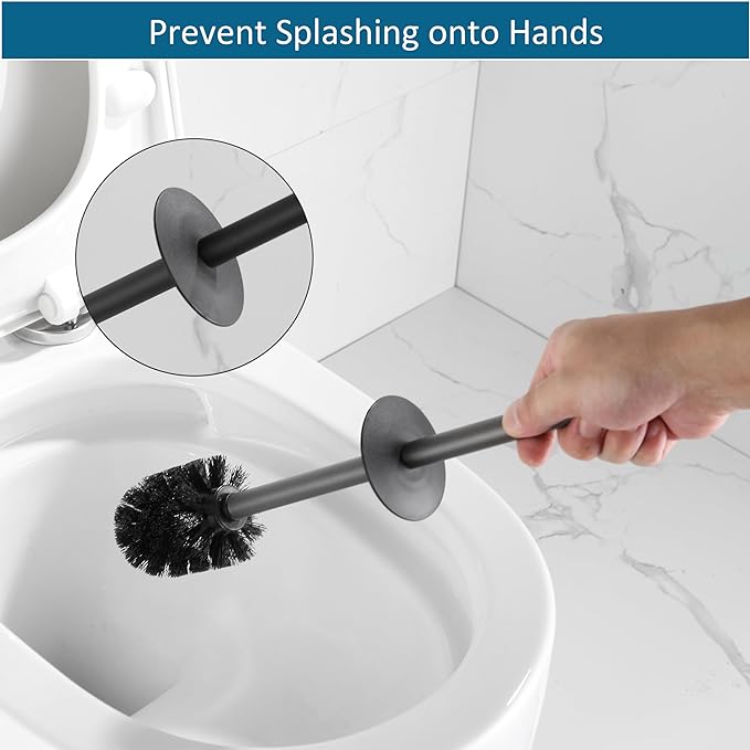 BVL Toilet Brush and Holder Set Black Freestanding for Bathroom