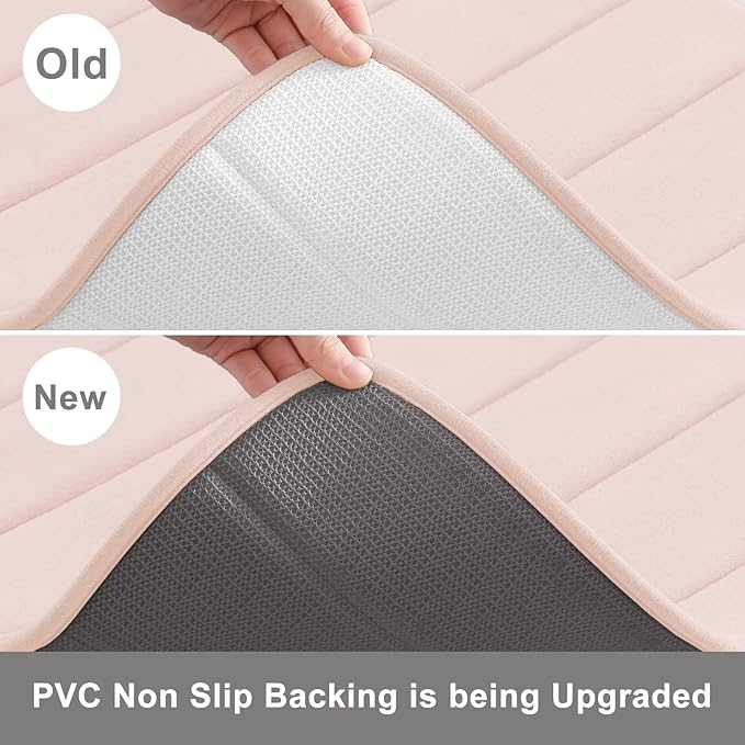 Buganda Memory Foam Bath Mat, 47" x 17", Ultra Soft and Non-Slip Bathroom Rugs, Water Absorbent and Machine Washable Bath Rug Runner for Bathroom, Shower, and Tub, Pink