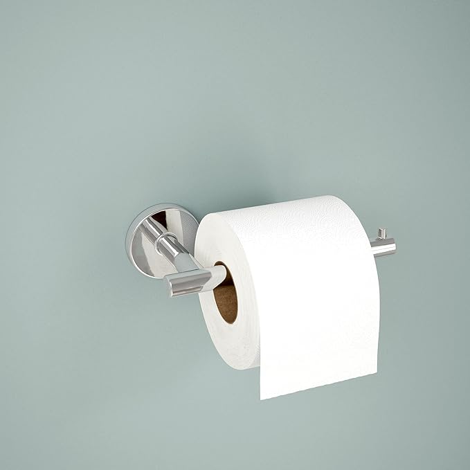 Delta Trinsic (1-Pack) Toilet Paper Holder Polished Chrome Tissue Roll Holder for Bathroom Organization and Storage Single Post Toilet Tissue Holder Wall Bathroom Accessories 75950