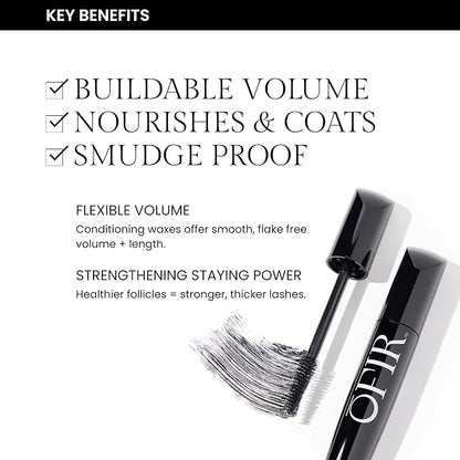 OFIR Smudge Proof Mascara Black | Long-Lasting Volume & Lift | No Smudge, No Flake | Vegan Formula with Cone-Shaped Brush | Lightweight Texture for a Clean, Defined Look | 1 Count