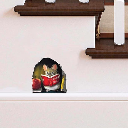 Teachers Pet Mouse Reading Book Wall Sticker Decal – Kids Room, Classroom, Home Decor, Bookcase, Book Lover Gift, Children's Bedroom, Nursery, Cute Mouse, MICESTERPIECE