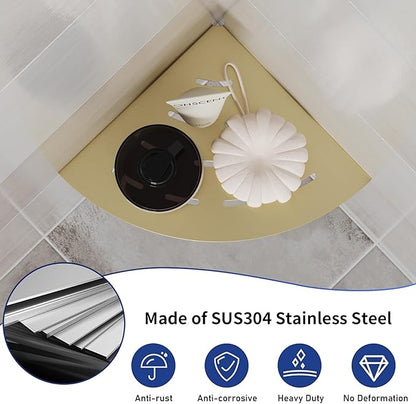 2 Pack Corner Shower Shelves Load Capacity 40 lbs 304 Stainless Steel Shower Corner Shelf Will not Rust 8in Shower Shelf for Inside Shower Brushed Gold Drilling Installation