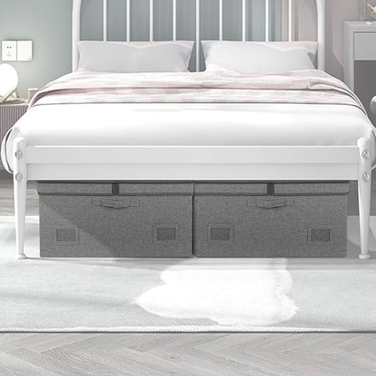 75 Quarts Extra Large Decorative Storage Bins with Lids, 1 Pack Gray Collapsible Storage Bins with Lids, Stackable Storage Bins Decorative Box Storage With Lid Extra Large