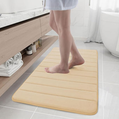 Buganda Memory Foam Bath Mat, 44" x 24", Ultra Soft and Non-Slip Bathroom Rugs, Water Absorbent and Machine Washable Bath Rug Runner for Bathroom, Shower, and Tub, Gold