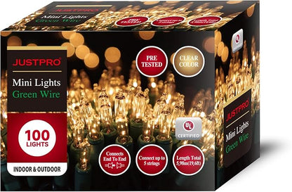 100LIGHTS WARM WHITE Extra-Bright With End Connectors Christmas Decorative Lights 5.98m UL Certified Mini String Light Set Waterproof for Home Garden Holiday Christmas Tree Party Patio Wedding