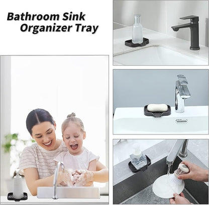 Silicone Bathroom Soap Dishes with Drain Spout-Bathroom and Kitchen Sink Organizer,Sponge Holder,Dish Soap Tray,Perfect for Dispenser,Scrubber,Bottle,Cup on Sink or Counter-Coffee 4.9"×3.2"