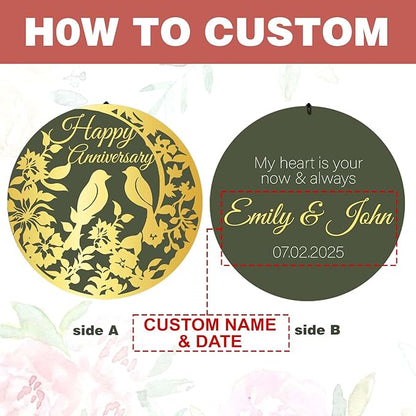 ASTARIN Happy Anniversary Wind Chimes Personalized, Deep Tone Wind Chimes for Memory Day, for Couple Friends Wife Husband, Marriage Keepsake Gift Ideas