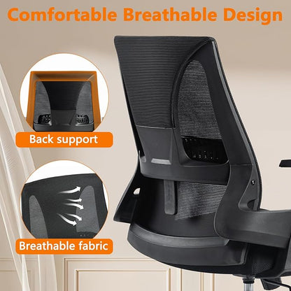 CLATINA Big and Tall Office Chair 500lbs, Heavy Duty Ergonomic Mesh Desk Chair with Lumbar Support and Armrests, Wide Seat Computer Task Chair for Home Office Study Conference Room, Black, 4pk