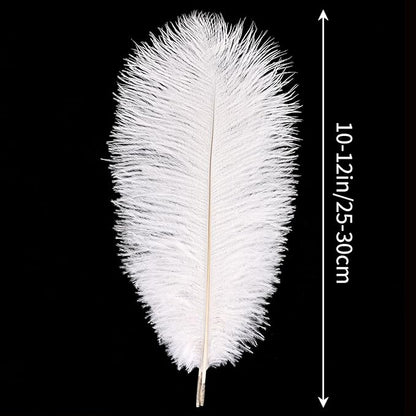 THARAHT White Ostrich Feathers 12pcs Natural Bulk 10-12Inch 25cm-30cm for Crafts Wedding Party Centerpieces Easter Gatsbi and Christmas Tree Decoration Feathers