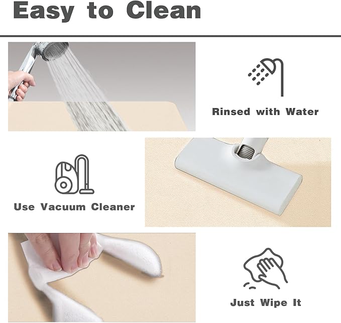 Bathroom Mat Quick Dry, Bathroom Rugs Non Slip Washable Thin Absorbent Bath Mat Fits Under Door Bathroom Floor Mat Perfect for Bath, Shower, or Sink 24"x70" Beige