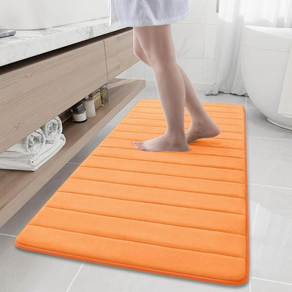 Buganda Memory Foam Bath Mat, 60" x 24", Ultra Soft and Non-Slip Bathroom Rugs, Water Absorbent and Machine Washable Bath Rug Runner for Bathroom, Shower, and Tub, Orange