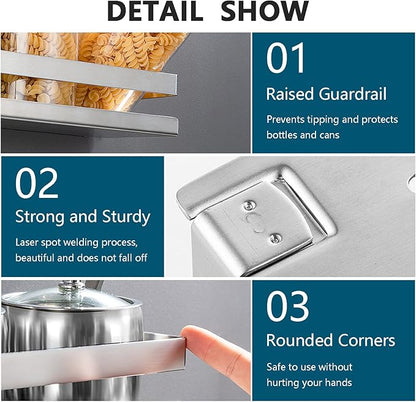 Rustproof Metal Storage Floating Shelves Wall Mounted Rectangular Shelf for Bedroom,Bathroom, Living Room, Kitchen, and Laundry Room,Nail-Free Wall-Mounted Shelves（15.75 Inch Silver）