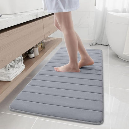 Buganda Memory Foam Bath Mat, 55" x 24", Ultra Soft and Non-Slip Bathroom Rugs, Water Absorbent and Machine Washable Bath Rug Runner for Bathroom, Shower, and Tub, Medium Grey
