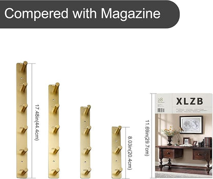 3 Gold Wall Hooks, Brushed Gold Bathroom Hook Rail, Self Adhesive Key Hook Rack Hanger Towel Robe Stick Hooks for Toilet Entryway Hallway Kitchen Wall Mounted