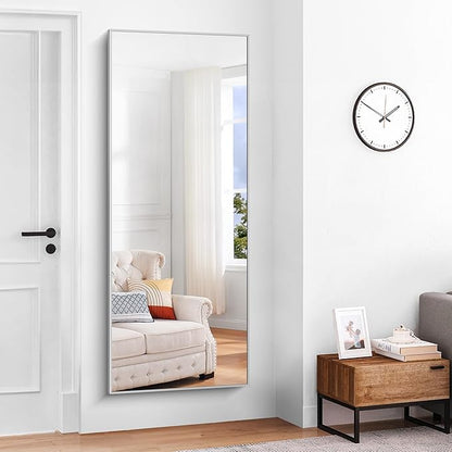 Silver Bathroom Mirror for Wall, 30x60 Inch Rectangle Mirrors with Metal Frame, Modern Vanity Large Wall Mirror for Bathroom Living Room, Entryway Hangs Horizontal or Vertical