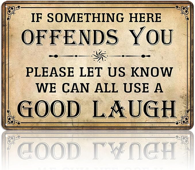 Bar Sign Man Cave Decor - Vintage Garage Metal Tin Signs for Men Funny If Something Here Offends You Poster Wall Art, Sports Bars Outdoor Accessories Decorations 8x12 Inch