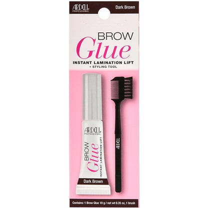 Ardell Brow Glue Dark Brown with Styling Brush ?€? Tinted Eyebrow Gel for Lamination Lift, All-Day Extreme Hold Brow Gel for Defined Brows, 0.35 oz