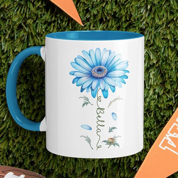 Adorable Gerbera Daisy Flower Mug, Customized Flower Themed Cup With Name, Novelty Daisy Flower Accent Mug 11oz 15oz, Custom Daisy Lover Coffee Cup, Personalized Flower Mug For Birthday