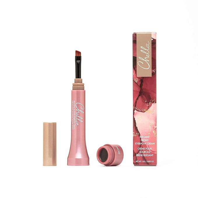 Chella Eyebrow Cream, Elegant Ebony - Vegan, Cruelty Free, Paraben Free, Gluten Free Eyebrow Pomade Makeup - Long Wearing, Velvet Consistency, Water Resistant