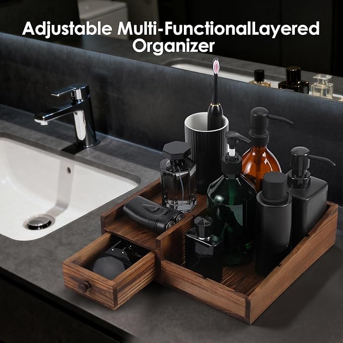 Organizer for Men,Bathroom Countertop Organizers,Perfume Organizer,Cologne Organizers,Bathroom Storage,Restroom Organization,Perfume Stand,GIFS for Men,Adjustable Partition(Bourbon Brown)