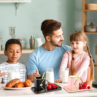 Zubebe 2 Sets Coffee Mug Elegant Handbag Shaped Cup Modern Ceramic Purse Mug with Spoon and Saucer, 10oz Cute Creative Tea Cup for Office Home Woman Girls Gift (Pink,Black)