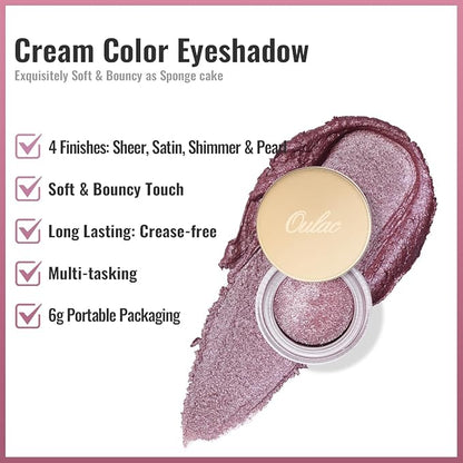 Oulac Cream Eyeshadow also for Highlighter Large Capacity Highly Pigmented Eye Shadow Waterproof &Long Lasting with Moisturizing Formula 12