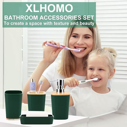Bathroom Accessory Set 9 Piece Hunter Green Bathroom Set with Trash Can Bathroom Accessories Green Bathroom Decor