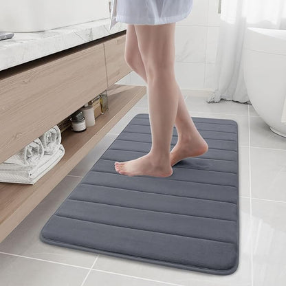 Buganda Memory Foam Bath Mat, 44" x 24", Ultra Soft and Non-Slip Bathroom Rugs, Water Absorbent and Machine Washable Bath Rug Runner for Bathroom, Shower, and Tub, Dark Grey