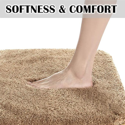 Suchtale Large Extra Soft and Absorbent Shaggy Bath Mat (24 x 40, Sand) Machine Washable Microfiber Non Slip Luxury Floor Mat