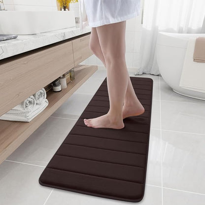 Buganda Memory Foam Bath Mat, 59" x 17", Ultra Soft and Non-Slip Bathroom Rugs, Water Absorbent and Machine Washable Bath Rug Runner for Bathroom, Shower, and Tub, Brown