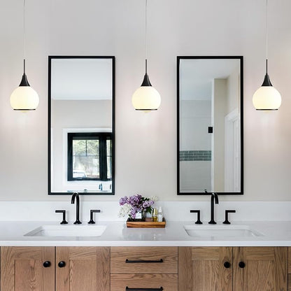 Pendant Light Fixtures Kitchen: Matte Black Farmhouse Island Light with Clear Glass - 6 Inch Mid Century Globe Kitchen Lighting Chandeliers Ceiling for Dining Room