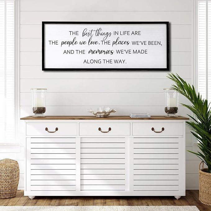 The Best Things in Life Framed Wall Art, 32''×12'' Rustic The Best Things in Life Sign for God Jesus Christ Prayer, Horizontal Holy Inspirational Family Home Decor