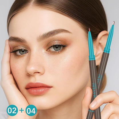 Waterproof Liquid Eyeliner and Contour Stick 2-in-1|Under Eye Highlighter Stick & Stay All Day Makeup with Fine Brush|Smudge-Proof, Transfer-Proof(02Brown & Dark Brown)