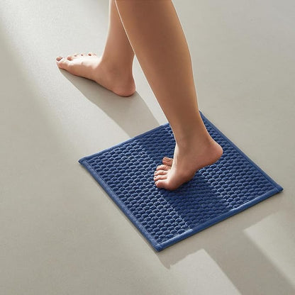 Small Bathroom Rugs Non Slip Washable Bath Rugs Super Absorbent Bathroom Rug Thin Quick Dry Low Pile Bath Mats, Navy Blue 12"x12"